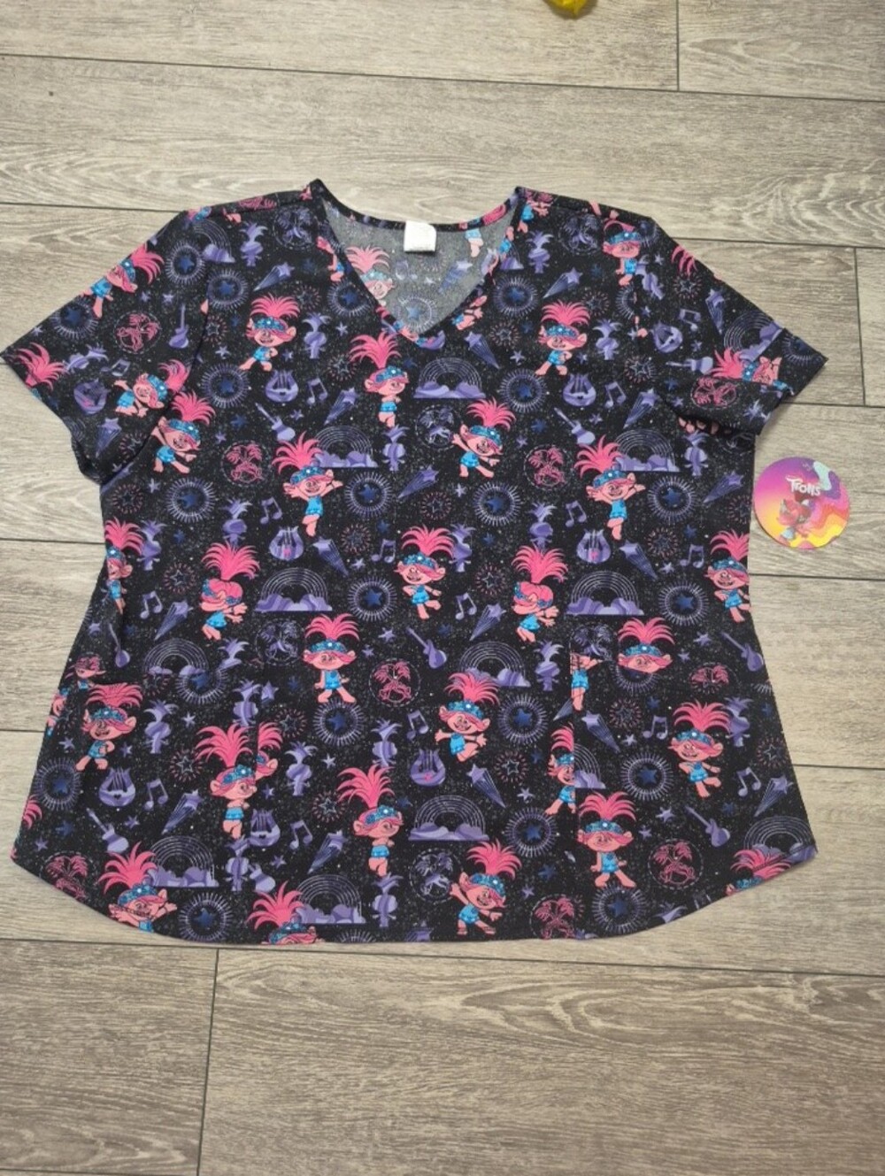 Dreamworks Trolls Women's Medical Scrub Top. Size XXL